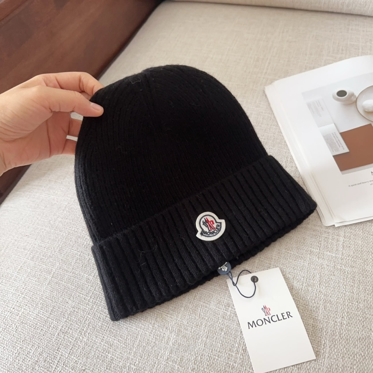 Moncler Logo Patch Beanie Black (3) - newkick.org